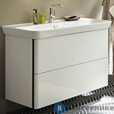 картинка Тумба Burgbad Iveo подвесная с умывальником с 1 отв под смес. 1200х492х721 мм. 2 выдв ящика, сифон в компл. F2833 белый глянц. (SFEN120F2833G0161C0001*1)