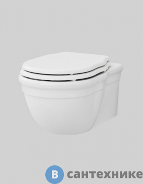 картинка Унитаз подвесной Artceram HERMITAGE 36х55 см, с крепежом в комплекте, белый (HEV010 01 00), без сиденья