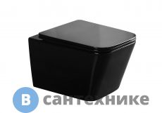 Унитаз подвесной GID-ceramic Tr2155BL чёрный глянцевый, микролифт дюропласт