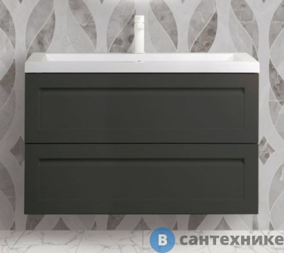картинка Тумба под раковину Art & MAX PLATINO AM-Platino-900-2C-SO-GM подвесная с двумя выкатными ящиками, серый матовый