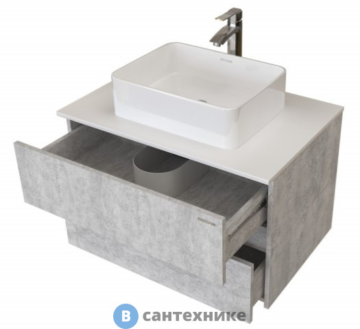 Тумба под раковину Grossman ЭДВАНС-80 см подвесная, с 2-я ящ. цемент светлый (под ум.GR-3016/Олимпия-56)