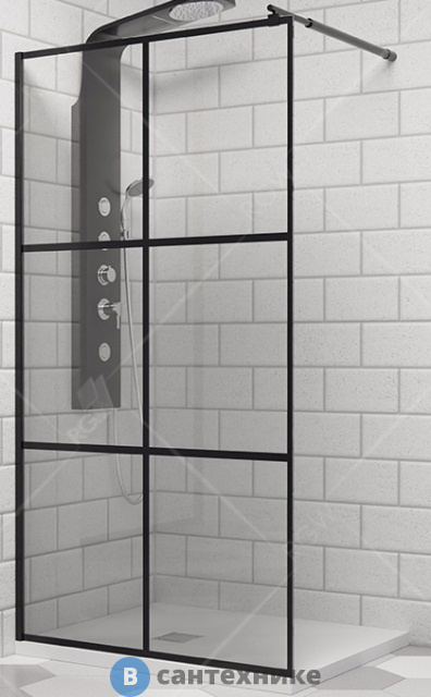 Душевая перегородка RGW WA-111 B 90*195 чёрный/прозрачное(Принт)/8 мм (411011109-84)