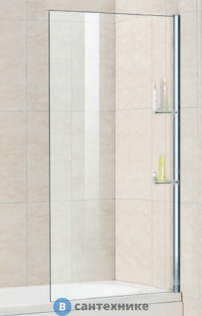 Шторка на ванну RGW SC-54 80*150 хром/прозрачное/10 мм (Easy/с полками) (03115408-11)