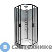 Душевая кабина Loranto CS-21811-100 100x100x(190+15) см с низким поддоном 15 см, прозрачное стекло 5 мм, задние стенки белые, профиль черные