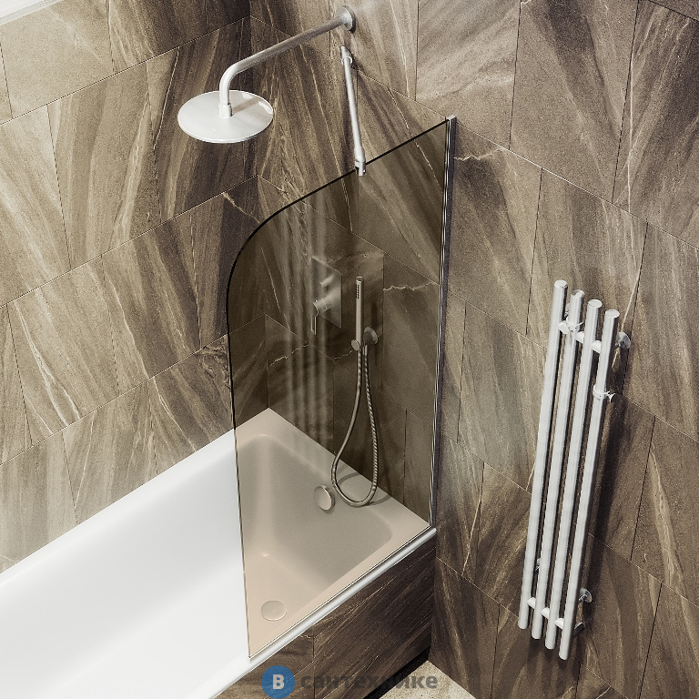 Шторка для ванны в профиле MaybahGlass 1400*540 Стекло 6 мм Бронза (MGV-139-5у)