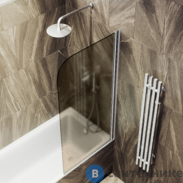 картинка Шторка для ванны поворотная на монопетле MaybahGlass 1400*800 Стекло 6 мм Бронза матовая (MGV-625-5)