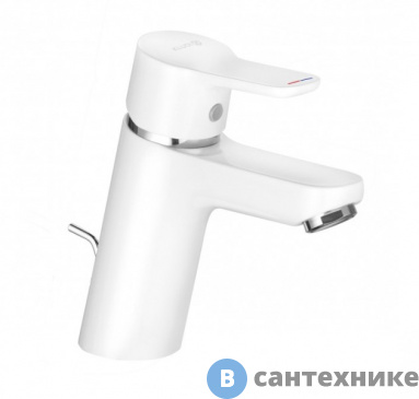 картинка Смеситель Kludi 373829165 PURE&EASY однорычажный на умывальник 70, с донн.клапаном, белый