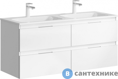 картинка Тумба Aqwella Accent 120 см белый, с умывальником Malaga 1200 (ACC0112W)