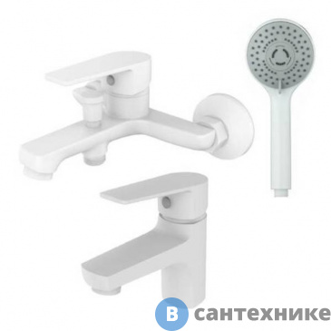 картинка Набор смесителей Orange Loop M26-311w с душевыми аксессуарами, белый