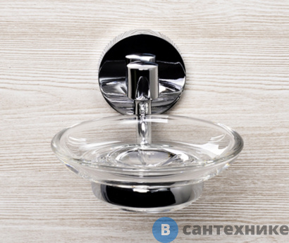 картинка Мыльница WasserKRAFT Rhein K-6229 стеклянная металл, хромоникелевое покрытие, прозрачное стекло