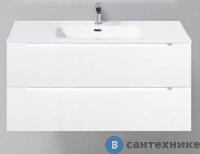 картинка Тумба под раковину BelBagno 100 см ETNA-1000-2C-SO-BL-P подвесная с двумя выкатными ящиками, Bianco Lucido