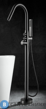 картинка Смеситель Black&White U7752GM для ванны, отдельностоящий, тёмно-серый