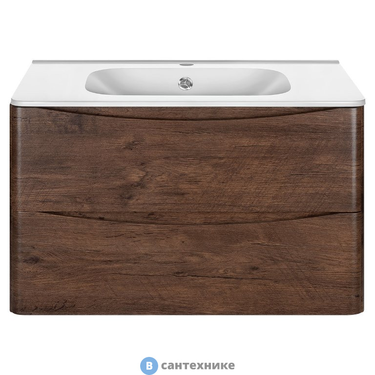 Тумба под раковину Vincea Paola 800 подвесная, 2 выкатных ящика soft close, R.Wood (VMC-2P800RW)