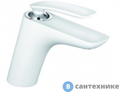 картинка Однорычажный смеситель Kludi BALANCE 520269175 на умывальник, без донного клапана, белый/хром DN 10