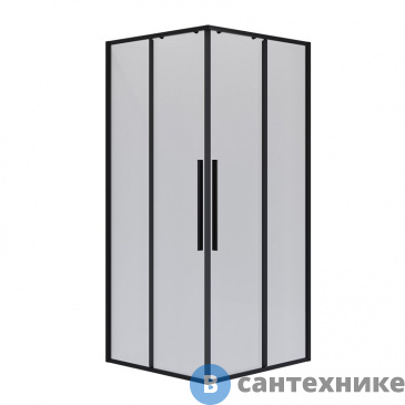 картинка Душевое ограждение Niagara NG-6824-34 BLACK (100*100*195) квадрат, раздвижная, черный матов, стекло прозр, без поддона