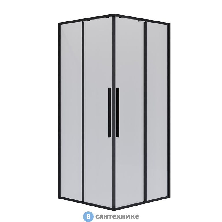Душевое ограждение Niagara NG-6824-34 BLACK (100*100*195) квадрат, раздвижная, черный матов, стекло прозр, без поддона