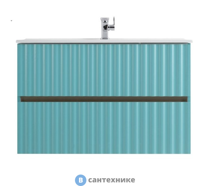 Тумба под раковину Art & MAX ELEGANT подвесная с двумя выкатными ящиками, с LED подсветкой ручек. Светло-зеленый Матовый, 870x469x550 AM-ELEGANT-900-2C-SO-MM-LED