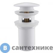 Донный клапан ABBER AF0009W для раковины с переливом, клик-клак, белый