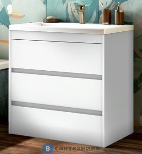 Тумба под раковину Art & MAX FAMILY FAMILY-750-3C-PIA-BL напольная с тремя выкатными ящиками, Bianco Lucido, 750x470x845