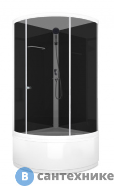 картинка Душевая кабина Domani-Spa Simple high высокий поддон 90*90*204, без крыши черные стенки, тонир.стекло