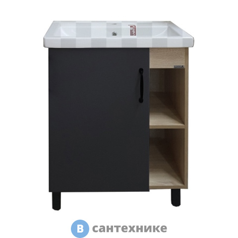 Тумба под раковину Grossman ФЛАЙ-60 дуб сонома/серая напольная (ум.Фостер-60)
