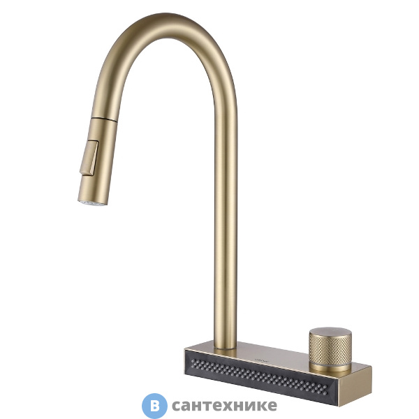 Смеситель ABBER Wasser Kreis AF8114G для кухни с выдвижной лейкой, золото матовое