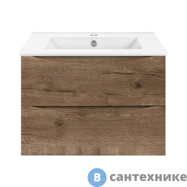 картинка Тумба под раковину Vincea Mia 600 подвесная, 2 выкатных ящика soft close, V.Oak (VMC-2MC600VO)