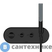 Смеситель Bossini APICE термостатического смесителя из стены на 2 выхода, ручной душ, шланг Cromolux 150 см, чёрный матовый (Z00523.073), без внутренней части
