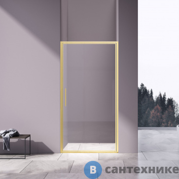 картинка Душевая дверь Vincea Slim 8mm VDP-4SL100CLG, брашированное золото, стекло прозрачное