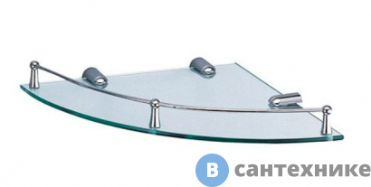 картинка Полка WasserKRAFT K-544 стеклянная угловая металл, хромоникелевое покрытие, закаленное стекло