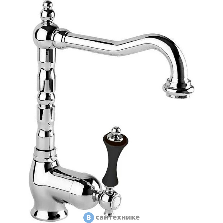 Смеситель Cezares MARGOT-LSM2-01-N для раковины однорычажный с донным клапаном, хром, ручка черная