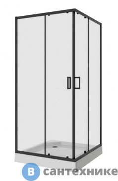 картинка Душевое ограждение Niagara NG-6809-08 black (100*100*190) квадрат, двери раздвижные