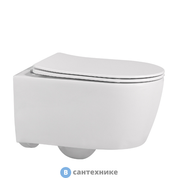 Унитаз подвесной ABBER Bequem AC1104 белый, безободковый, сиденье микролифт