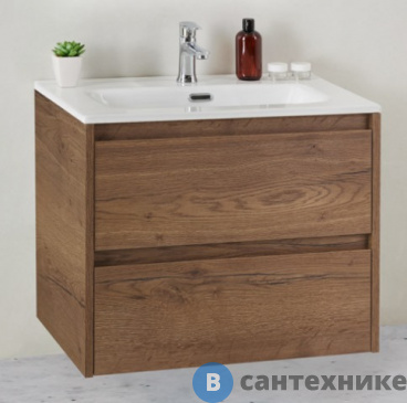 картинка Тумба под раковину BelBagno 71 см KRAFT 39-700/390-2C-SO-RT подвесная с двумя выкатными ящиками, Rovere Tabacco