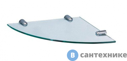 картинка Полка WasserKRAFT K-533  стеклянная угловая металл, хромоникелевое покрытие, закаленное стекло