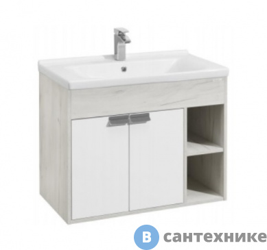 картинка Тумба под раковину Акватон Флай 80 Белый/Дуб КРАФТ бел (1A237401FAX10)