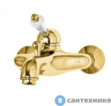 картинка Смеситель Cezares VINTAGE-VM-03/24-Sw для ванны и душа однорычажный, золото, ручка Swarovski