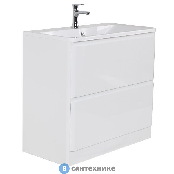 Тумба под раковину BelBagno ALBANO напольная с двумя выкатными ящиками, Bianco Lucido, 700x450x810 (ALBANO-700-2C-PIA-BL)