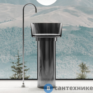 картинка Раковина ABBER Kristall AT2702Onyx-H, отдельностоящая прозрачная, чёрный