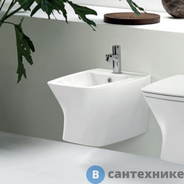 картинка Биде подвесное AZZURRA Hera 57х38х36,5 см, с 1 отв под смеситель, с крепежом, белый (HEBKS000000MBI*1)