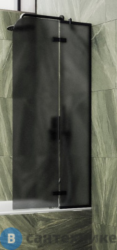 картинка Шторка для ванны поворотная с добором MaybahGlass 1400*690 Стекло 6 мм Графит матовый (MGV-660-6)