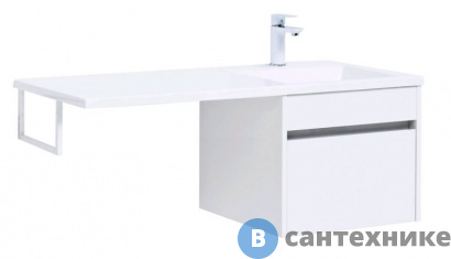 картинка Тумба под раковину Aquanet Токио 48 подвесная 1 ящик белый глянец (236915)