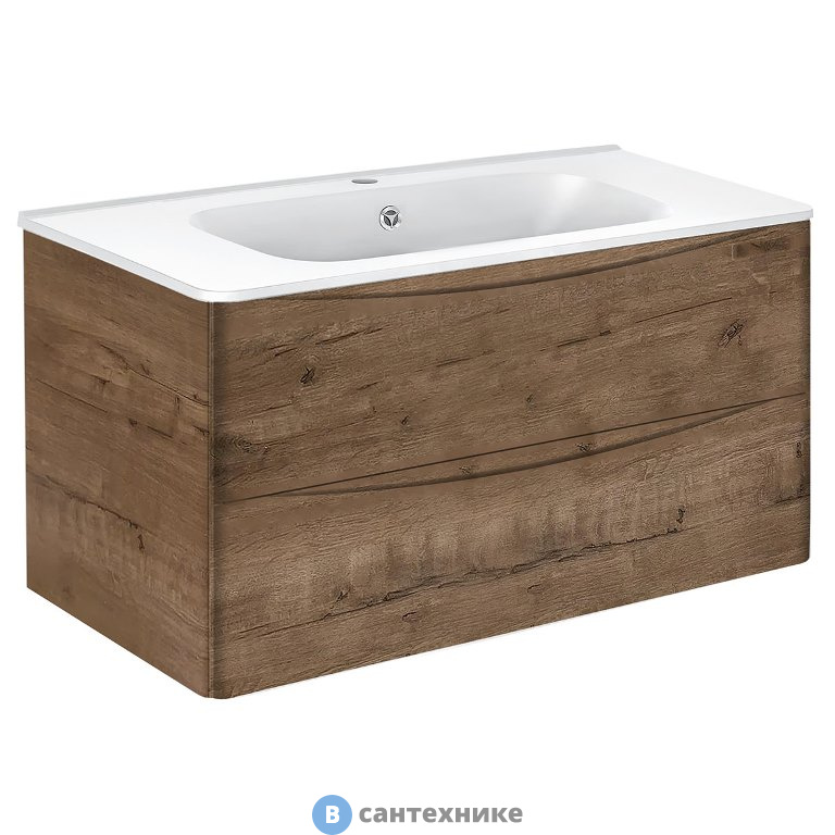 Тумба под раковину Vincea Paola 1000 подвесная, 2 выкатных ящика soft close, V.Oak (VMC-2P100VO)