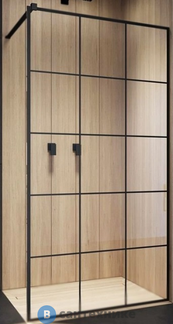 Душевое ограждение Cerutti MUZA T100 (100x195) стекло прозрачное, профиль чёрный, без поддона