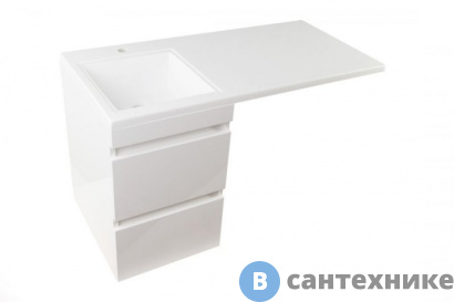 картинка Тумба под раковину Style line Даллас 100, Люкс белая, подвесная PLUS (2000949232546)