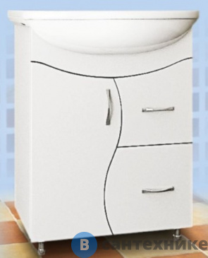 картинка Тумба под раковину MDW УЮТ-50-4 1 дверь 2 ящика белая (под ум. Уют-50)