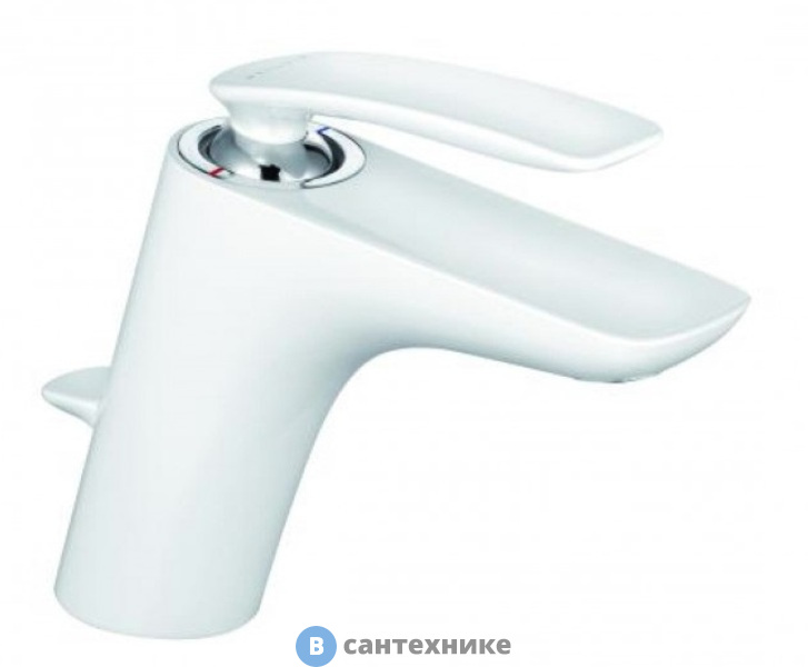 Однорычажный смеситель Kludi BALANCE 520239175 на умывальник, с донным клапаном, белый/хром DN 10