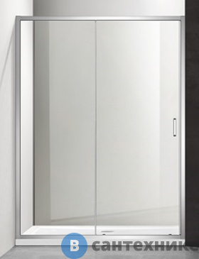 картинка Душевая дверь Aquatek Ария AQNAA6121-120 1200x2000, двухэлементная, раздвижная, профиль хром, стекло прозрачное