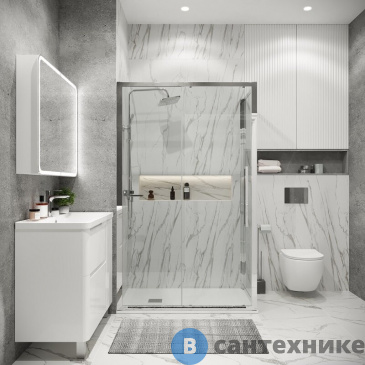 картинка Душевое ограждение Grossman Cosmo (110х100х195) раздвижная, хром, стекло прозрачное (120.K33.02.1110.10.00)