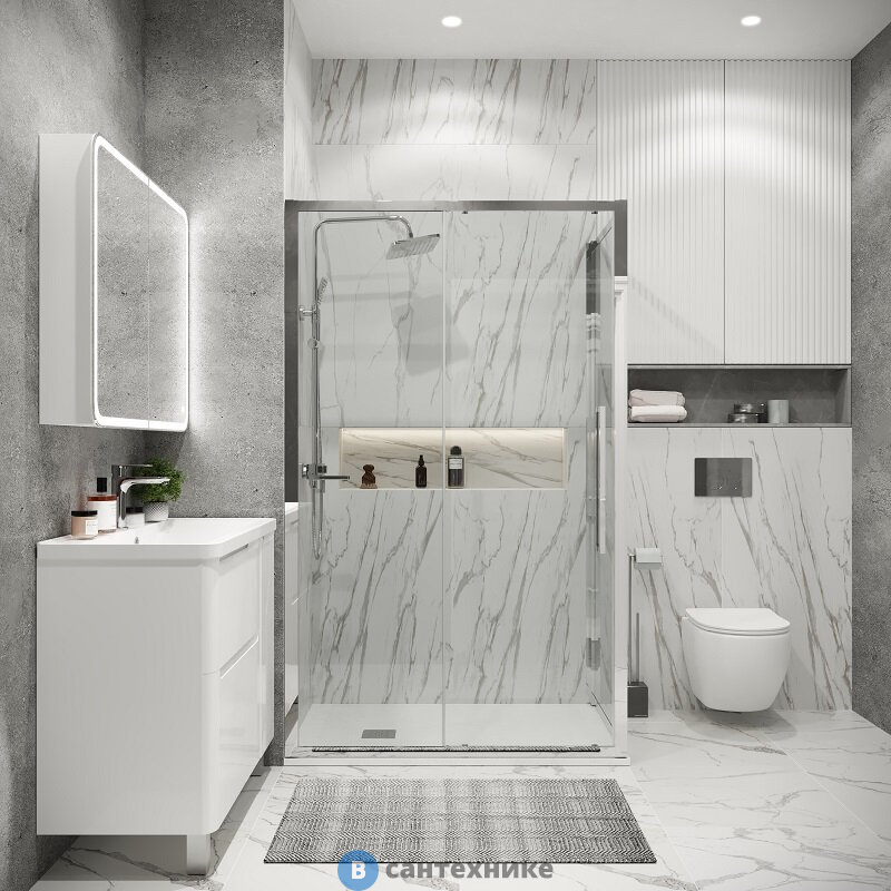 Душевое ограждение Grossman Cosmo (110х100х195) раздвижная, хром, стекло прозрачное (120.K33.02.1110.10.00)